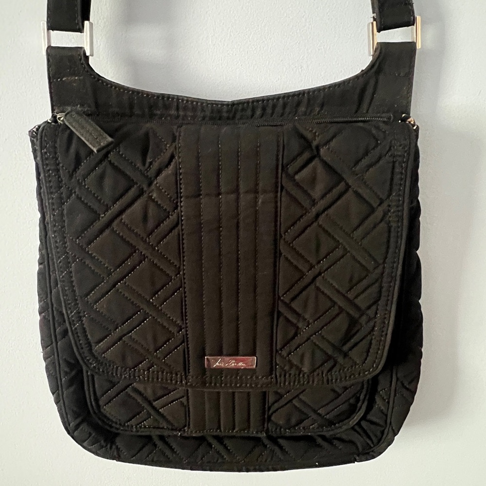 Vera Bradley Black Quilted Crossbody Saddle Bag